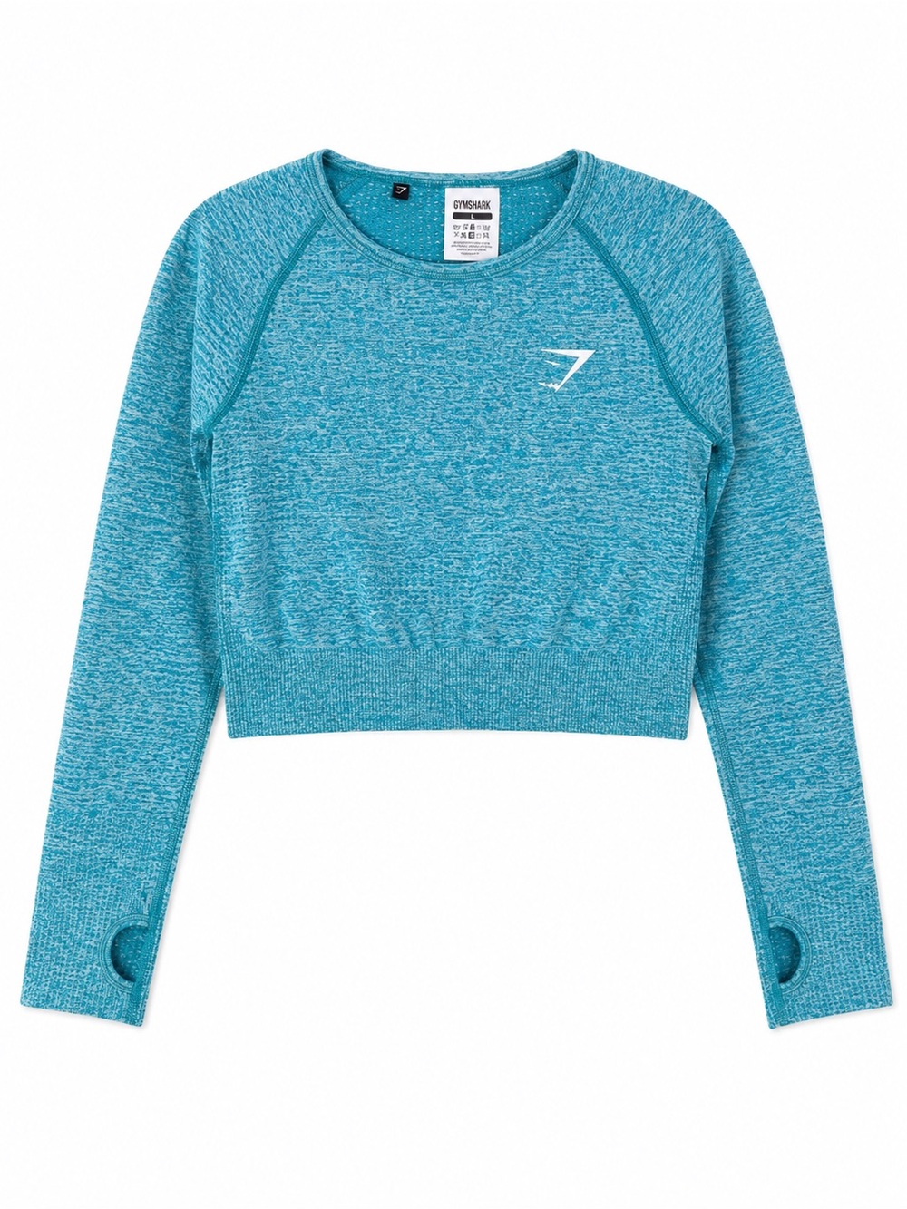 Gymshark Teal Marled Cropped Crewneck Sweater